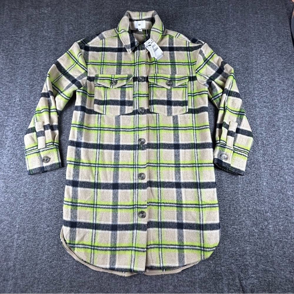 BP Plaid Oversized Jacket in Lime/Green and Black